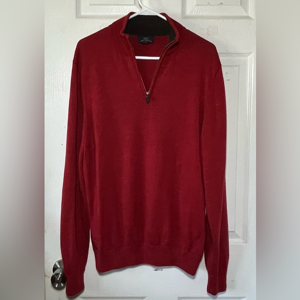 346 Brooks Brother Extra‎ fine Italian Merino Wool Burgundy Men’s Sweater…